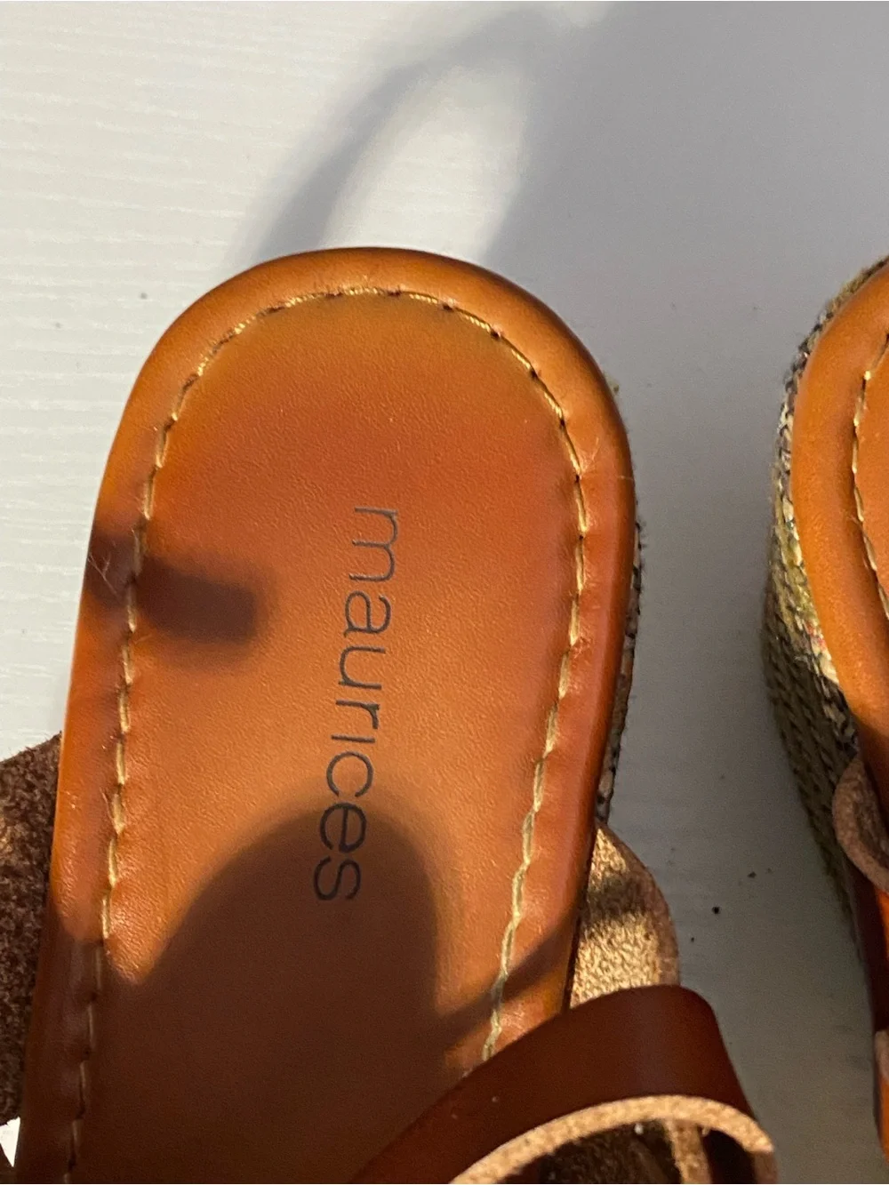 Maurices Women’s Striped Platform Wedge Sandals Brown Honey Ankle Strap Size 9M